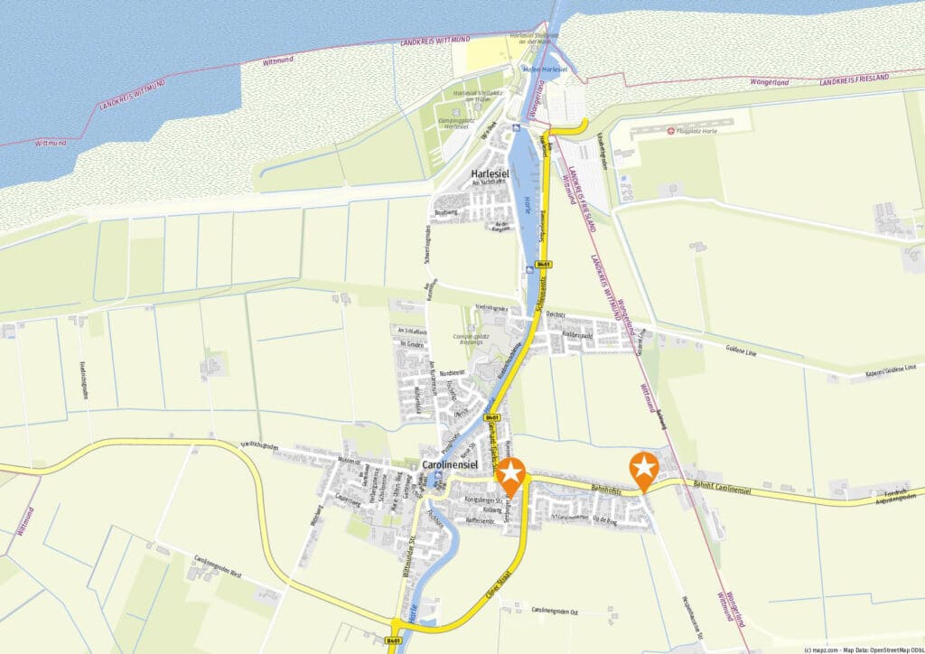 Lageplan Haus Hannover und Seeburger Weg in Carolinensiel